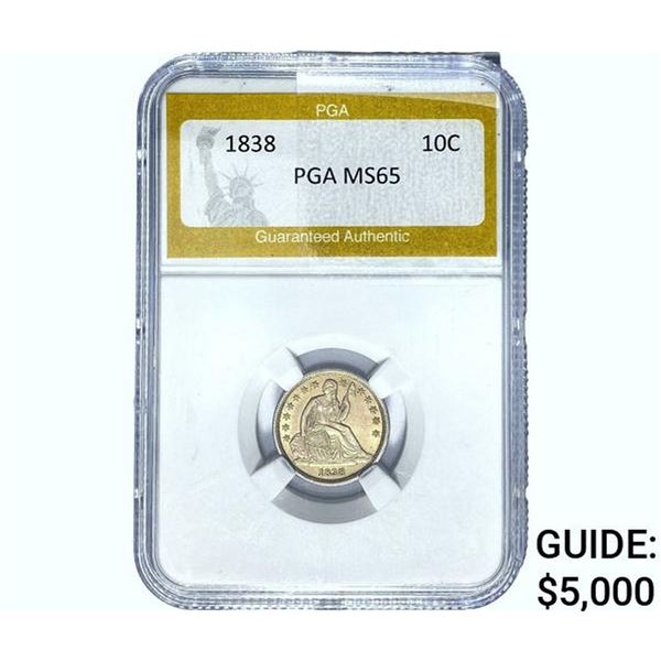 1838 Seated Liberty Dime PGA MS65