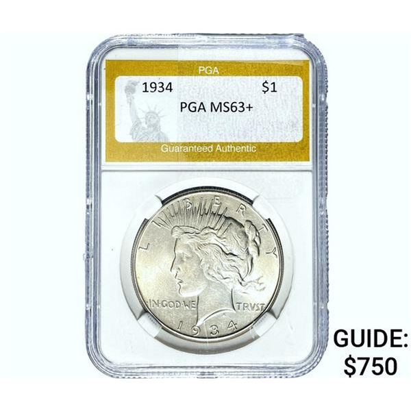 1934 Silver Peace Dollar PGA MS63+