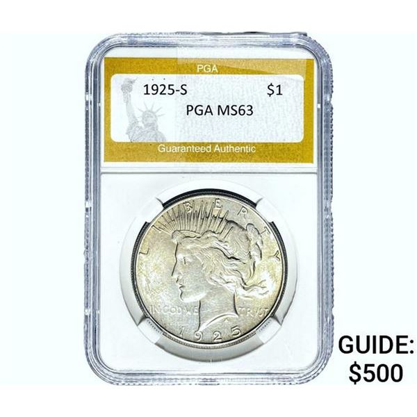 1925-S Silver Peace Dollar PGA MS63