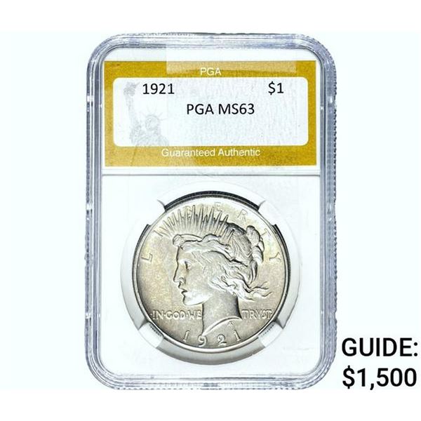 1921 Silver Peace Dollar PGA MS63