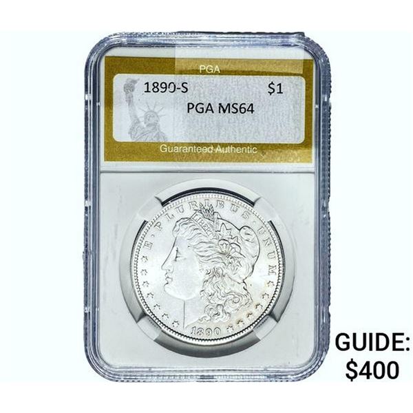 1890-S Morgan Silver Dollar PGA MS64