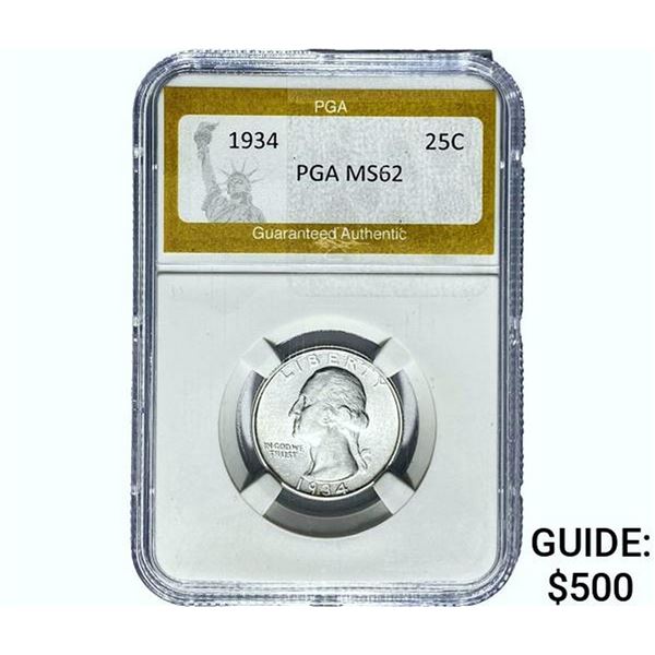1934 Washington Silver Quarter PGA MS62