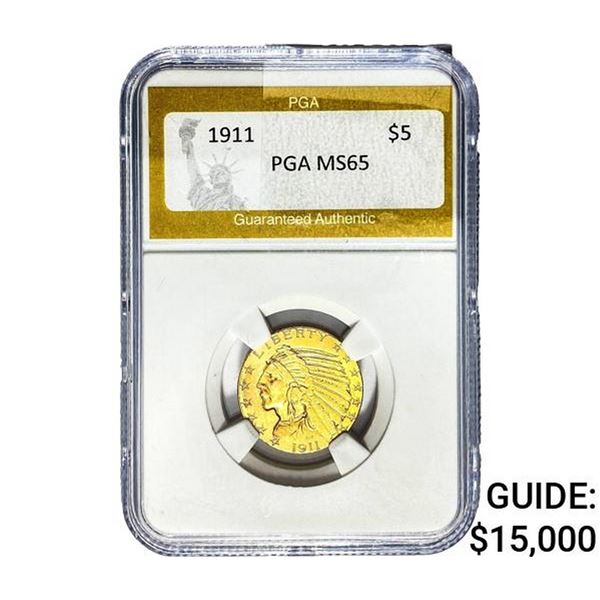 1911 $5 Gold Half Eagle PGA MS65