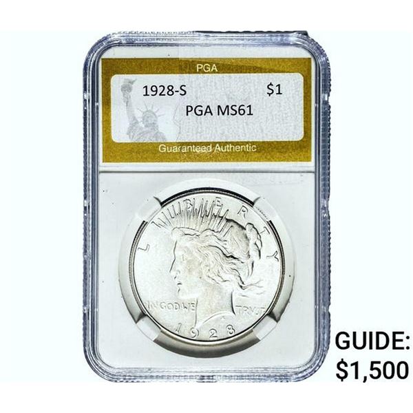 1928-S Silver Peace Dollar PGA MS61