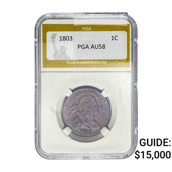 1803 Draped Bust Large Cent PGA AU58