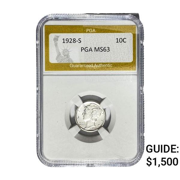1928-S Mercury Silver Dime PGA MS63
