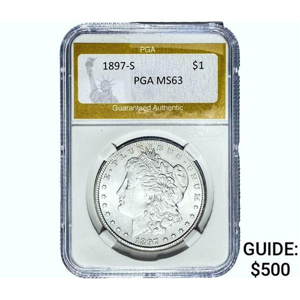 1897-S Morgan Silver Dollar PGA MS63