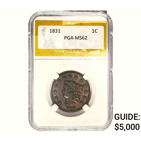 1831 Coronet Head Large Cent PGA MS62