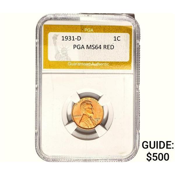 1931-D Wheat Cent PGA MS64 Red