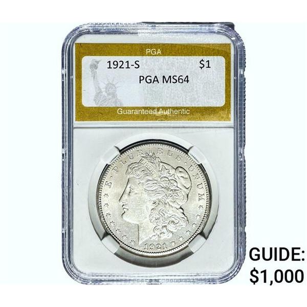 1921-S Morgan Silver Dollar PGA MS64