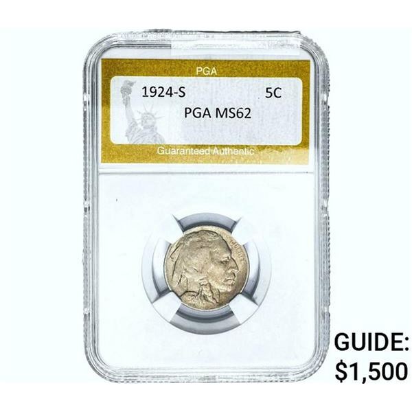 1924-S Buffalo Nickel PGA MS62
