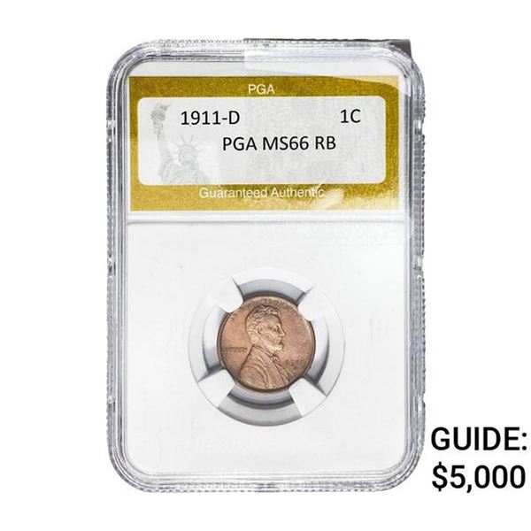 1911-D Wheat Cent PGA MS66 RB