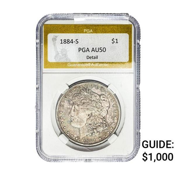 1884-S Morgan Silver Dollar PGA AU50 Detail