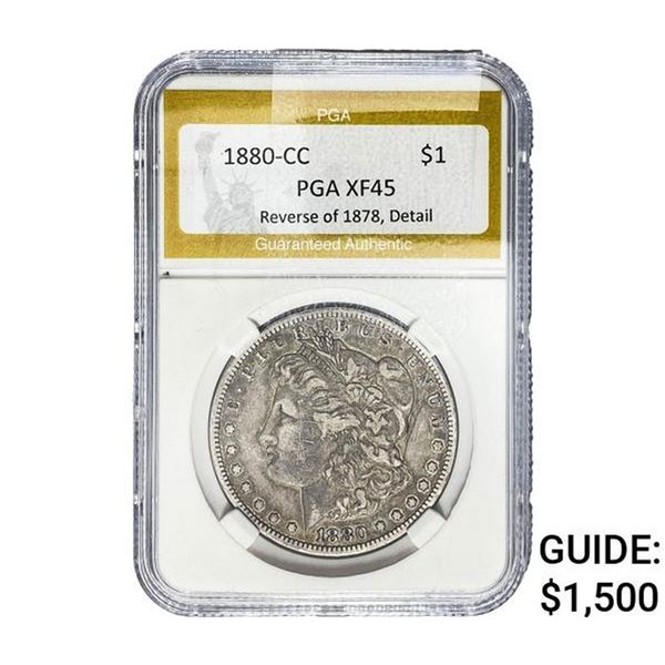 1880-CC REV. 78 Morgan Silver Dollar PGA XF45 Detail