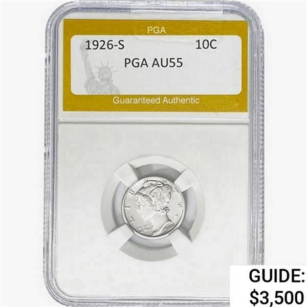 1926-S Mercury Silver Dime PGA AU55