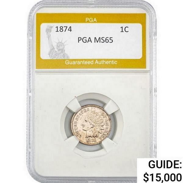1874 Indian Head Cent PGA MS65