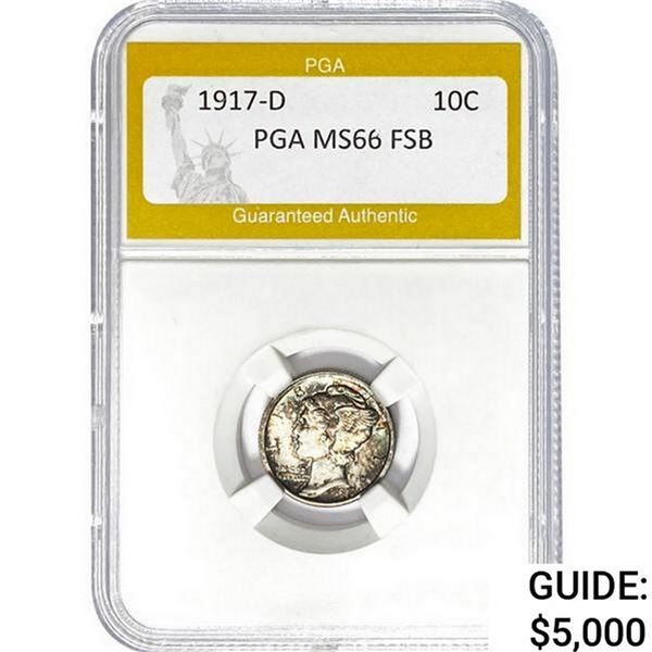 1917-D Mercury Silver Dime PGA MS66