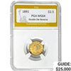 1891 $2.50 Gold Quarter Eagle PGA MS64 DDR