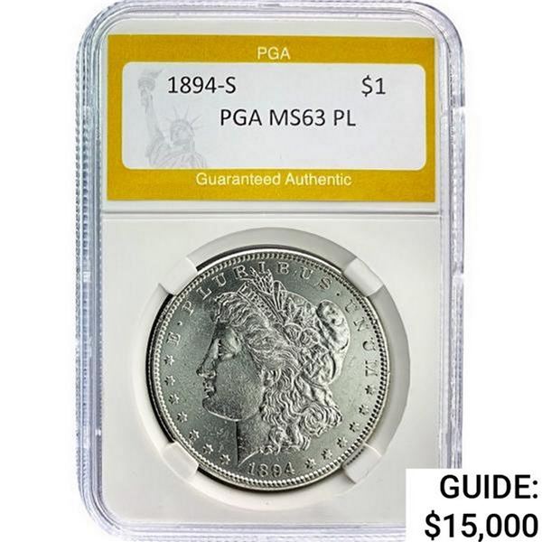 1894-S Morgan Silver Dollar PGA MS63 PL