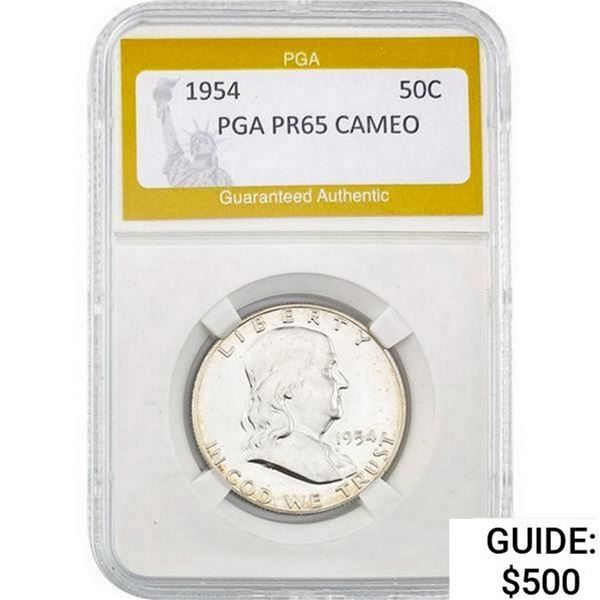 1954 Franklin Half Dollar PGA PR65 Cameo