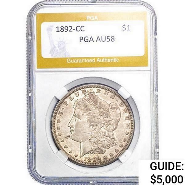 1892-CC Morgan Silver Dollar PGA AU58