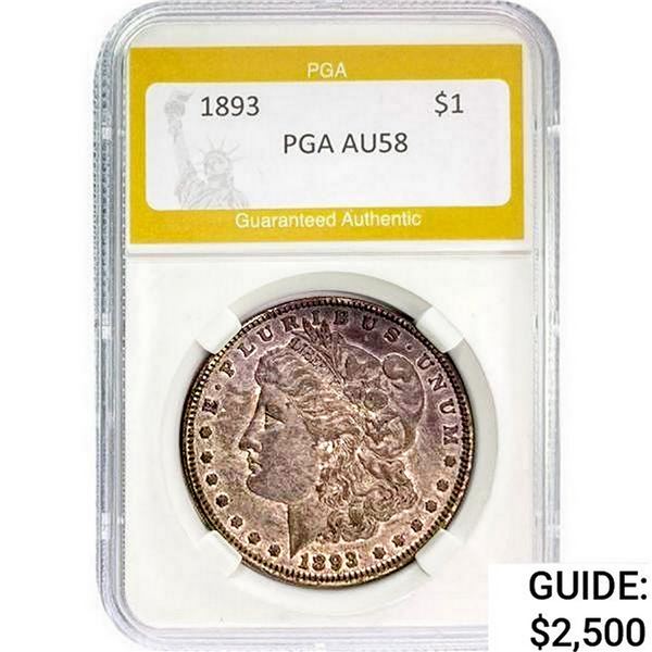 1893 Morgan Silver Dollar PGA AU58