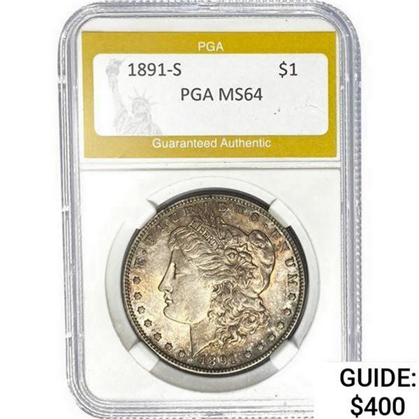 1891-S Morgan Silver Dollar PGA MS64