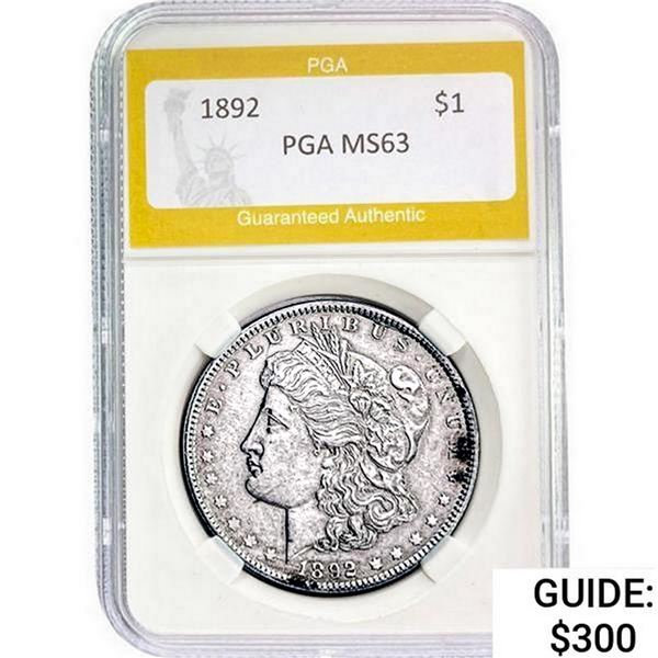 1892 Morgan Silver Dollar PGA MS63