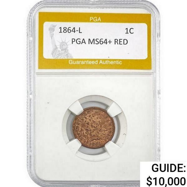 1864-L Indian Head Cent PGA MS64+ Red