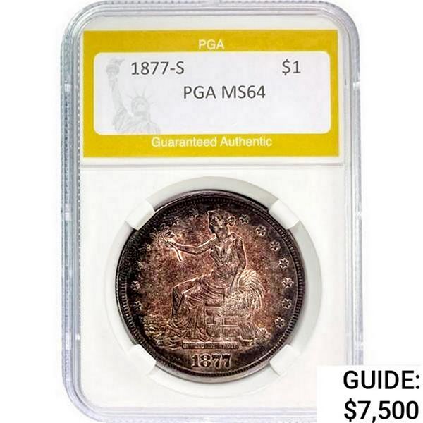 1877-S Silver Trade Dollar PGA MS64