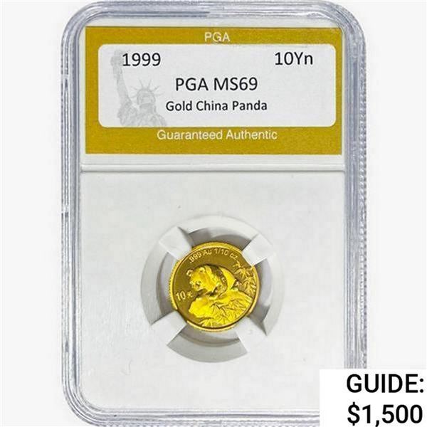 1999 1/10 oz Gold China Panda 10 Yuan PGA MS69
