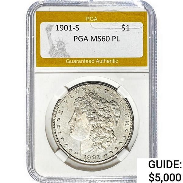 1901-S Morgan Silver Dollar PGA MS60 PL