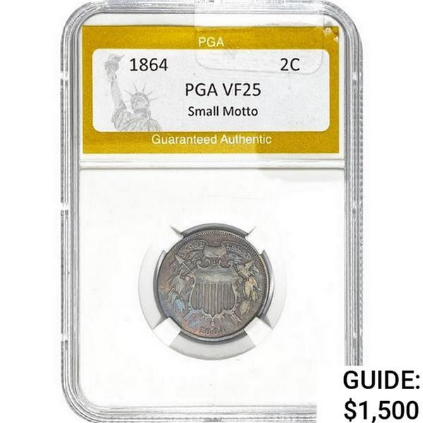 1864 Two Cent Piece PGA VF25 Small Motto
