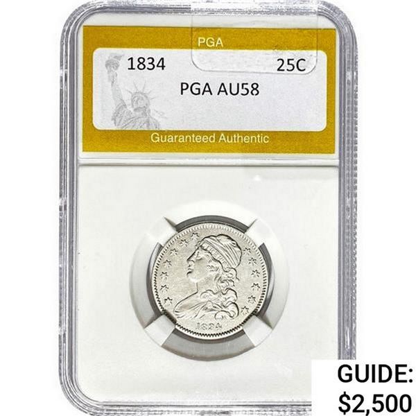 1834 Capped Bust Quarter PGA AU58