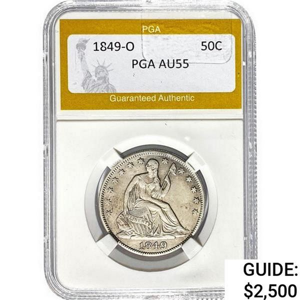 1849-O Seated Liberty Half Dollar PGA AU55