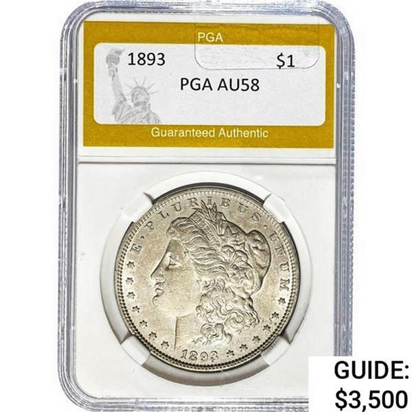 1893 Morgan Silver Dollar PGA AU58