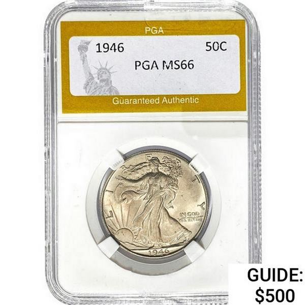 1946 Walking Liberty Quarter PGA MS66