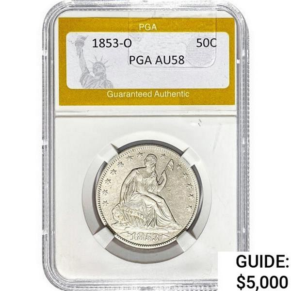 1853-O Seated Liberty Half Dollar PGA AU58