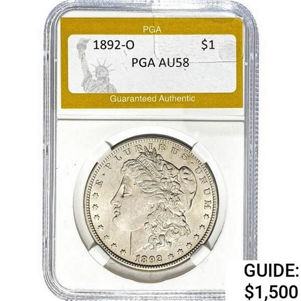 1892-O Morgan Silver Dollar PGA AU58