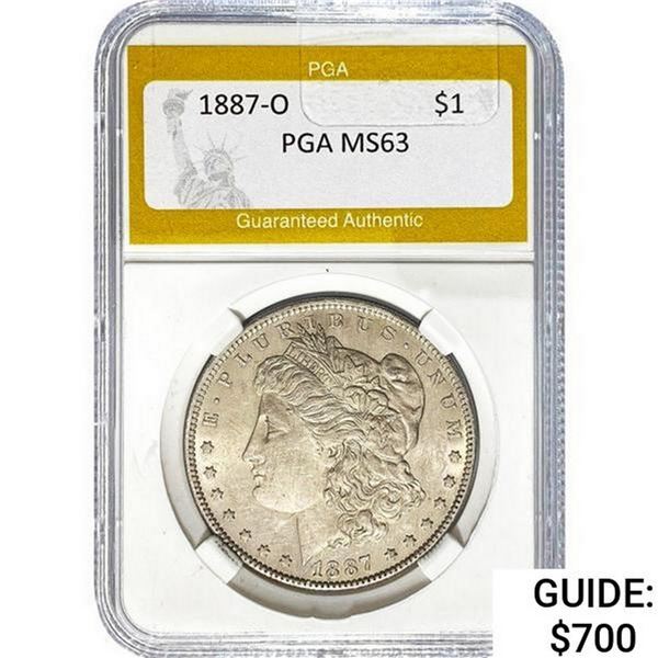 1887-O Morgan Silver Dollar PGA MS63