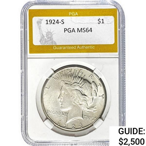 1924-S Silver Peace Dollar PGA MS64