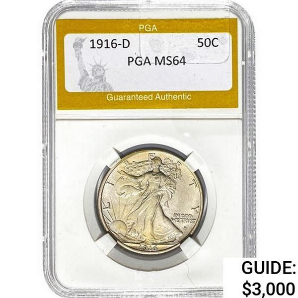 1916-D Walking Liberty Half Dollar PGA MS64