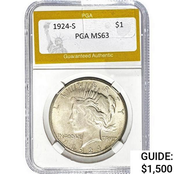 1924-S Silver Peace Dollar PGA MS63