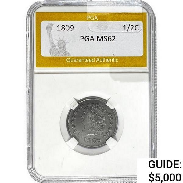 1809 Classic Head Half Cent PGA MS62