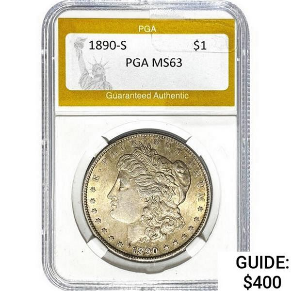 1890-S Morgan Silver Dollar PGA MS63