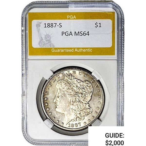 1887-S Morgan Silver Dollar PGA MS64