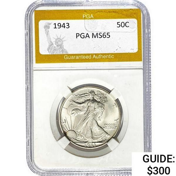 1943 Walking Liberty Half Dollar PGA MS65