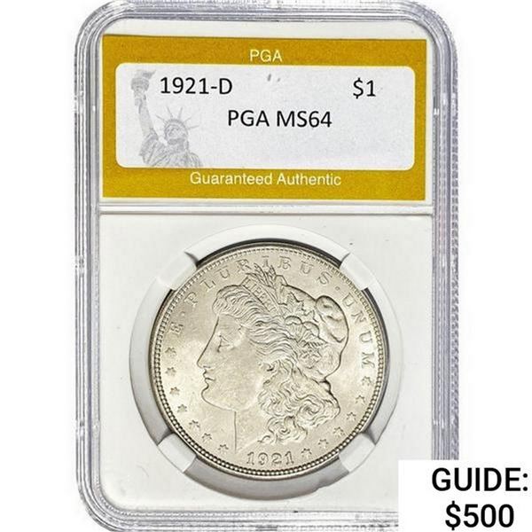 1921-D Morgan Silver Dollar PGA MS64