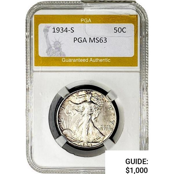 1934-S Walking Liberty Half Dollar PGA MS63