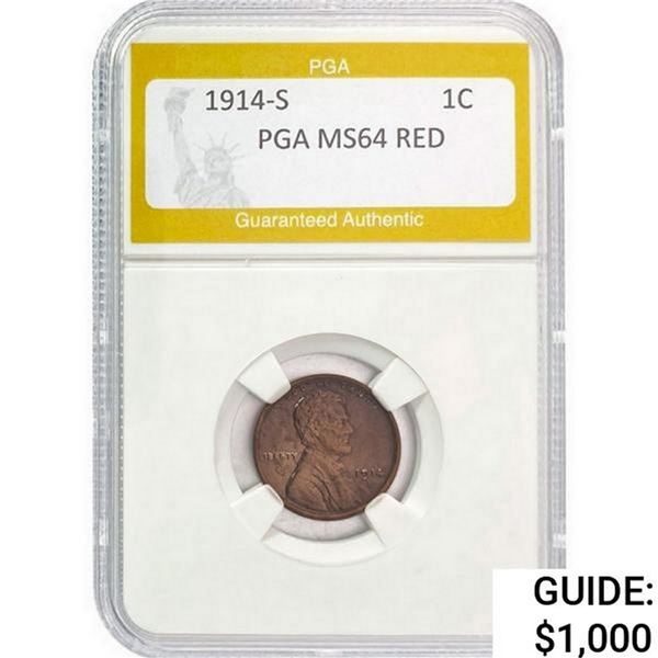 1914-S Wheat Cent PGA MS64